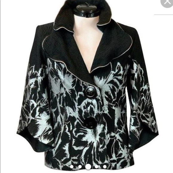 Joseph Ribkoff black and silver jacket Size 10 - Picture 6 of 12
